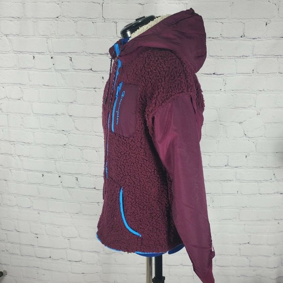 Champion Women's Size M Dark Berry Hooded Fleece Sherpa Jacket - Picture 7 of 12